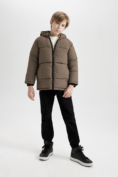 DeFacto Boy Water Repellent Hooded Fleece Lined Coat C9046A824Wn
