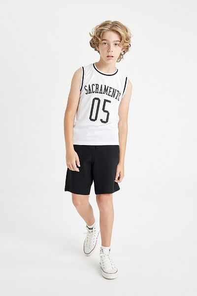 DeFacto Chłopięcy tank top z okrągłym dekoltem i nadrukiem – C8592A8NS