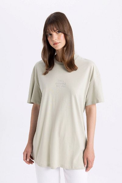 DeFacto Μπλουζάκι Crew εμπριμέ με κοντομάνικο T-shirt C5395AX24SM