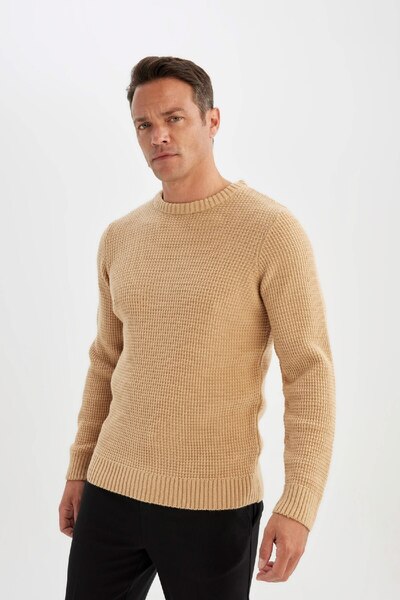DeFacto Standard Fit Regular Cut Crew Neck Basic Plain Knitwear Sweater N9902Az24Wn