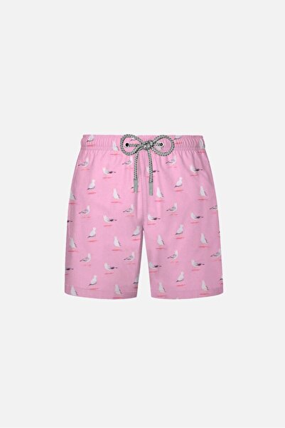 AYYILDIZ 106 Pink Seagull Patterned Boy's Swim Shorts