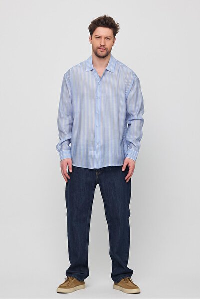 NGR Yarize Striped Voile Shirt Baby Blue