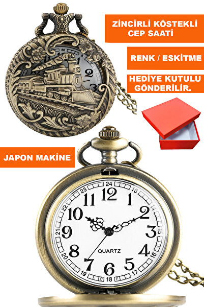 COBRA Kabartma Logolu Eskitme Renk Zincirli Köstekli Cep Saati