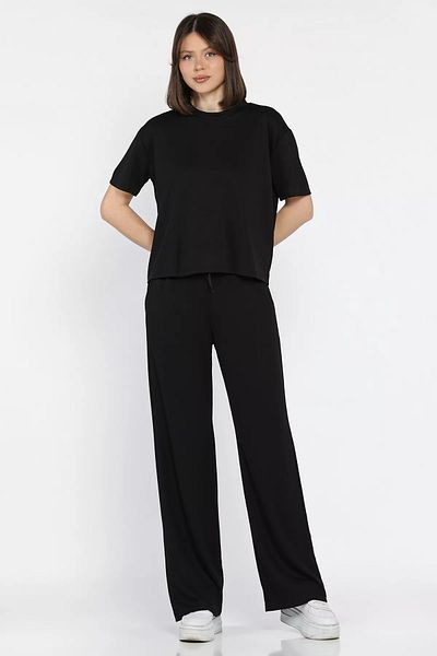 GÜLSELİ Black Women's T-Shirt Pants Double Set