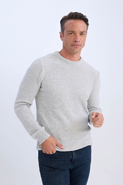DeFacto Standart Fit Normal Kesim Bisiklet Yaka Dokulu Basic Düz Triko Kazak R1175az24wn