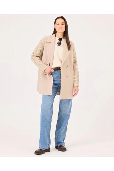 SCL Pocket Coat with Knitted Sleeves