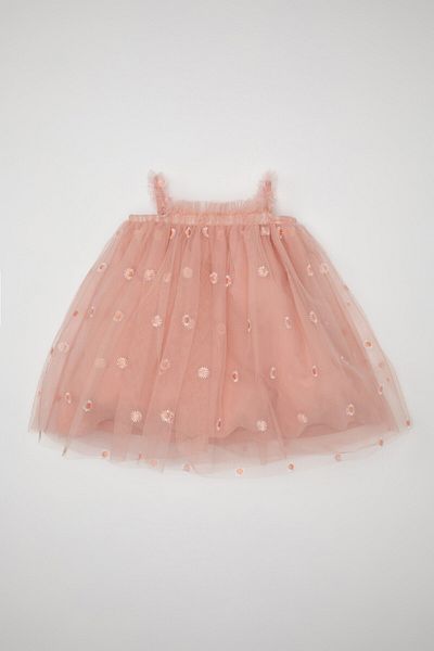 DeFacto Ärmelloses Tüllkleid mit Blumendruck für Baby Mädchen - C7179A524SM