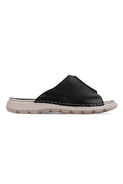 Lal Shoes & Bags Papuci de damă Vosila din piele naturală cu cusătură în față-negru