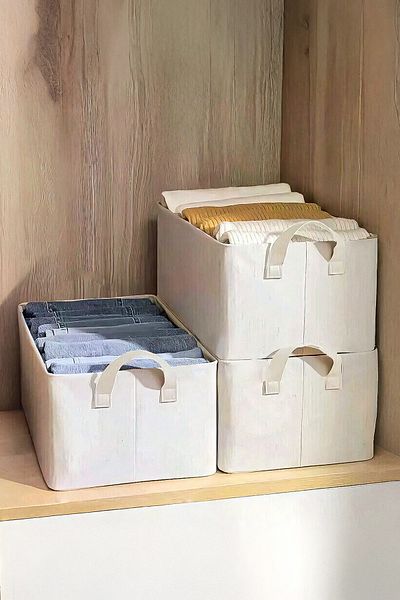 Sertil 4 τεμάχια 45x25x20 Κρεμ ατσάλινο πλαίσιο Ντουλάπα Εσωτερικό ράφι Organizer Πτυσσόμενος οργανωτής ρούχων