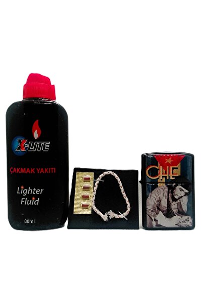 X-Lite Ata Tanıtım Benzinli Klasik Çakmak, Che Guavera Resimli Tam Set. Benzi...