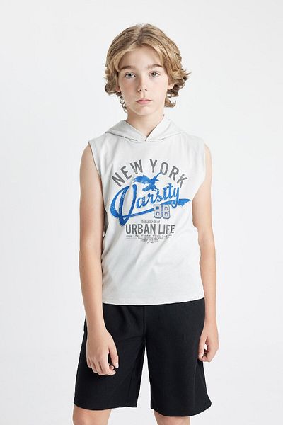 DeFacto Boy's Printed Hooded Tank Top - C5103A824HS