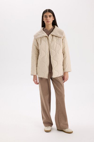 DeFacto Water Repellent Seasonal Coat Quilted Zippered Pocket Lightweight C7767Ax24Au