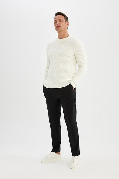 DeFacto Standard-Passform, normaler Schnitt, Rundhalsausschnitt, Jacquard-Strickpullover, A5234ax24wn