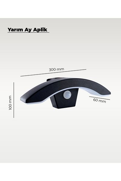 AC AYDINLATMA Black Sensor Led Half Moon Sconce 3200K (Yellow Light)