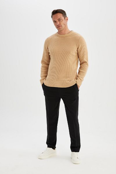 DeFacto Standard Fit Regular Cut Crew Neck Basic Plain Knitwear Sweater N9902Az24Wn