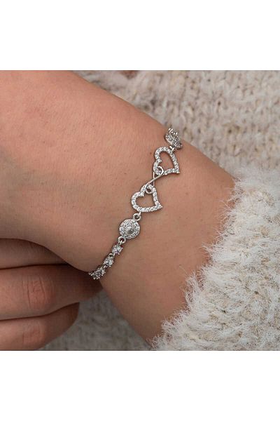 Skygo Silver Infinity Two Hearts Women's Bracelet