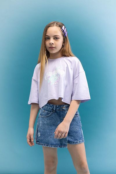 DeFacto Fată - Tricou cu decolteu, imprimeu strălucitor, întuneric C5461a824sm