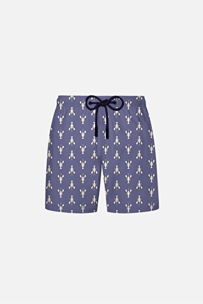 AYYILDIZ 106 Blue Lobster Patterned Boys' Swim Shorts