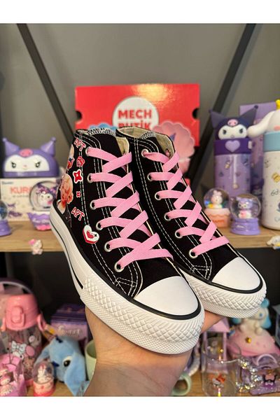 MECH BUTİK Pantofi sport pentru fete cu imprimeu trandafir negru