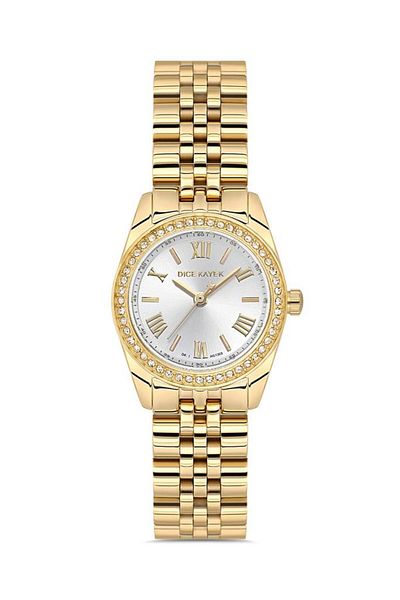 Dice Kayek Dk.1.Ag1360.07 Stone Design 5 Atm Water Resistant Steel Cord Gold Color Women's Wristwatch