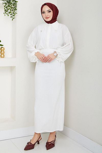 hafsamina White Pencil Skirt Hm2714