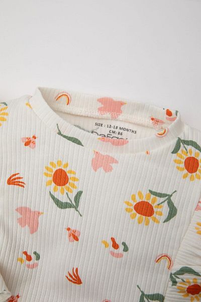 DeFacto Gerippter Overall mit Blumenmuster für Neugeborene, Mädchen, ärmellos, C8728a524sm