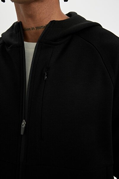 DeFacto Fit Slim Fit Slim Fit με κουκούλα Skuba Diver Φούτερ με φερμουάρ A6956ax24au