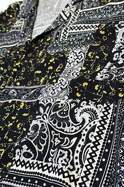 ROY501 Ανδρικό κοντομάνικο πουκάμισο με σχέδιο Κοντό μανίκι καλοκαιρινό πουκάμισο Ανδρικό πουκάμισο oversize μαύρο πουκάμισο