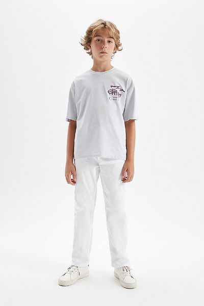 DeFacto Tricou cu mânecă scurtă cu imprimeu pentru băiat, cu croială supradimensionată, cu decolteu, C6284A824HS
