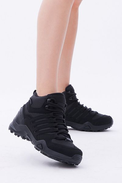 Tonny Black Unisex Μαύρες Μαύρες Άνετες Μπότες Trekking με λεπτομέρεια στο πλάι με κορδόνια