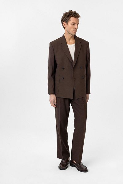 Antioch Brown Relax Fit Linen Blended Men's Blazer Jacket