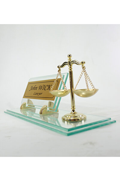 Art Online Avukat Hakim Savcı Zabıt Katibi SMMM Cam Krom Terazili Masa Isimliği