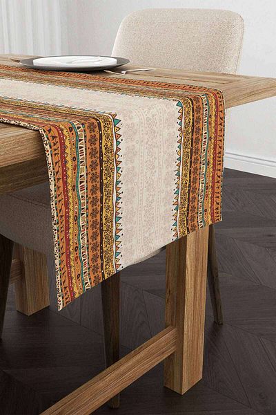 Cango Home Orange Ethnic Patterned Digital Printed Runner Cgh1262-Rn