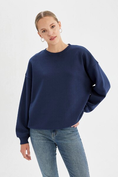 DeFacto Oversize Wide Fit Crew Neck Χοντρό Basic απλό φούτερ Y1346az24wn