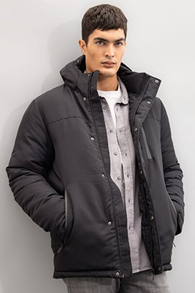 DeFacto Su Itici Şişme Mont Kapüşonlu Fermuarlı Çıtçıt Kapamalı Cepli U4206az...