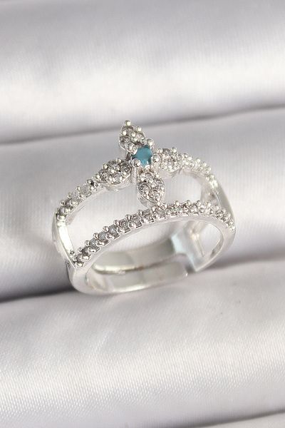 Skygo Brass Silver Color Zircon Stone Adjustable Model Women's Ring - Tj-Byk3680