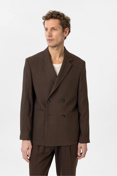 Antioch Brown Relax Fit Linen Blended Men's Blazer Jacket