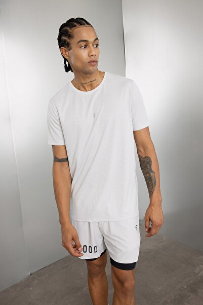 DeFacto Αθλητικό κοντομάνικο μπλουζάκι με στάμπα DeFactoFit Slim Fit με λαιμόκοψη X6142AZ24AU