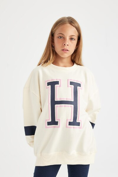 DeFacto Printed Sweatshirt and Long Plain Leggings for Girls - Set of 2 C6869A824Au