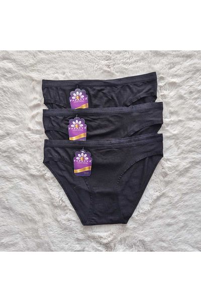 HS İÇ GİYİM Women's 3-Piece Black Modal Slip Panties – Soft, Breathable and Comfortable Design