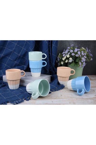 Bien Servi 7-Piece Microwave and Dishwasher Safe Mug Set with Stand 12oz