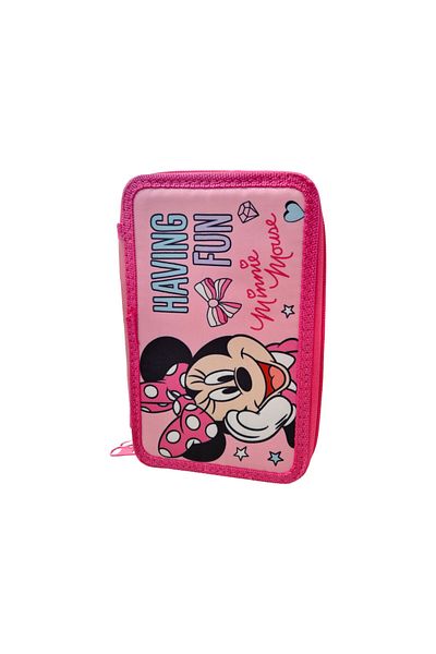 Minnie Mouse Pencil case with 3 compartments, 20x13x7 cm, equipped, 43 pieces, multicolor, Minnie Mouse