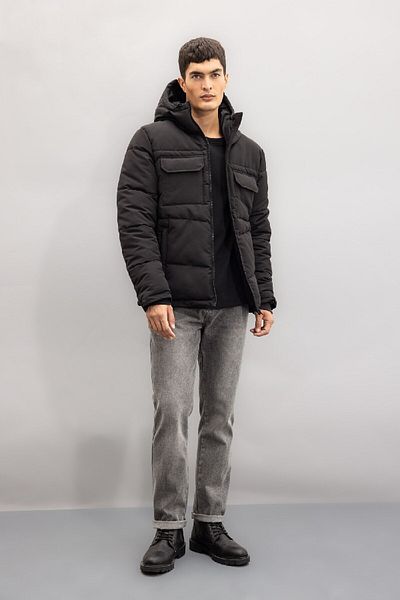 DeFacto Slim Fit Puffer Coat Slim Fit με κουκούλα και τσέπες με φερμουάρ C7437ax24wn