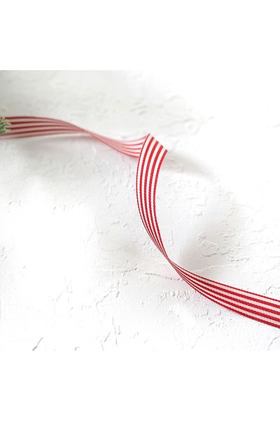 Bimotif Red and White Striped Taffeta Ribbon, 10 Meters 10 Mm