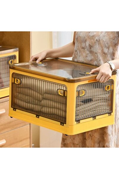 Bibilel Foldable storage box, Flippy, With lid, 40 L, Plastic, 47x35x24.5 cm, Orange