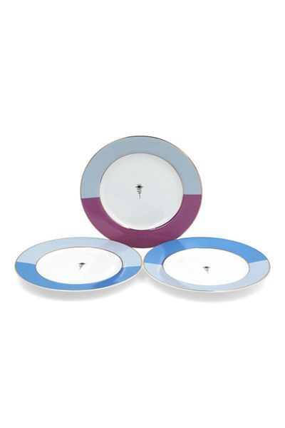 Bien Servi 3-Piece Round Shaped Calligraphic Dessert Plate Set