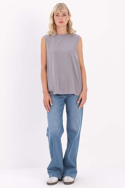 ALLDAY Crew Neck Sleeveless Cotton Lycra T-Shirt