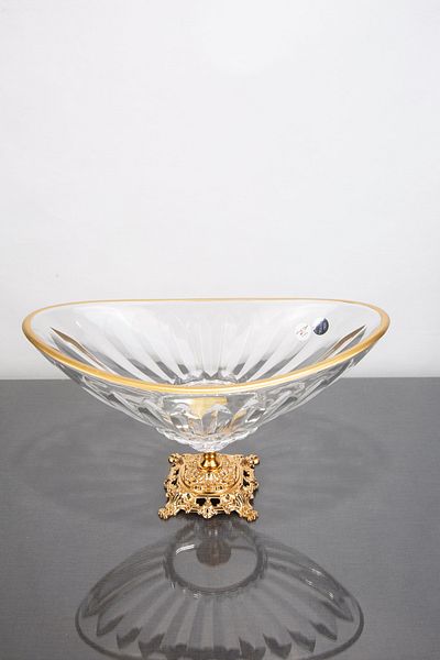 ARGKRİSTAL Gold Detailed Gondola Fruit Salad - Deluxe 32X18X20 cm Size Sugar Crystal with Metal Legs