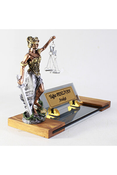 Art Online Hakim Savcı Avukat Zabıt Katibi SMMM Cam Krom Terazili Masa Isimliği