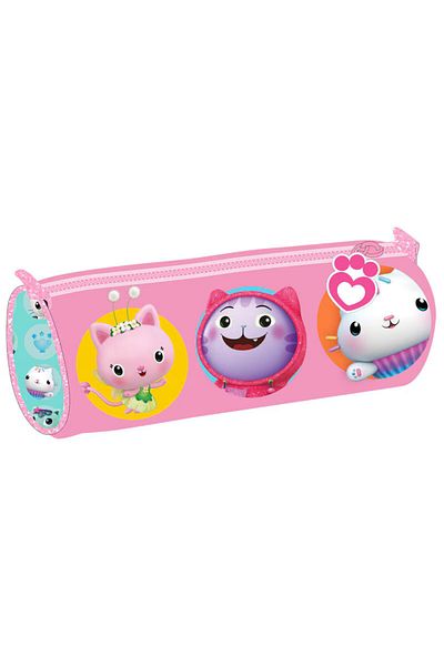 Gabby's Dollhouse Cylinder pencil case 1 zipper, unequipped, 22x8x8 cm, Pink, Gabby's Dollhouse